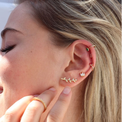 Leaves Ear Climbers | Silver Ear Cuffs, exclusive design | Malu Maiese 2