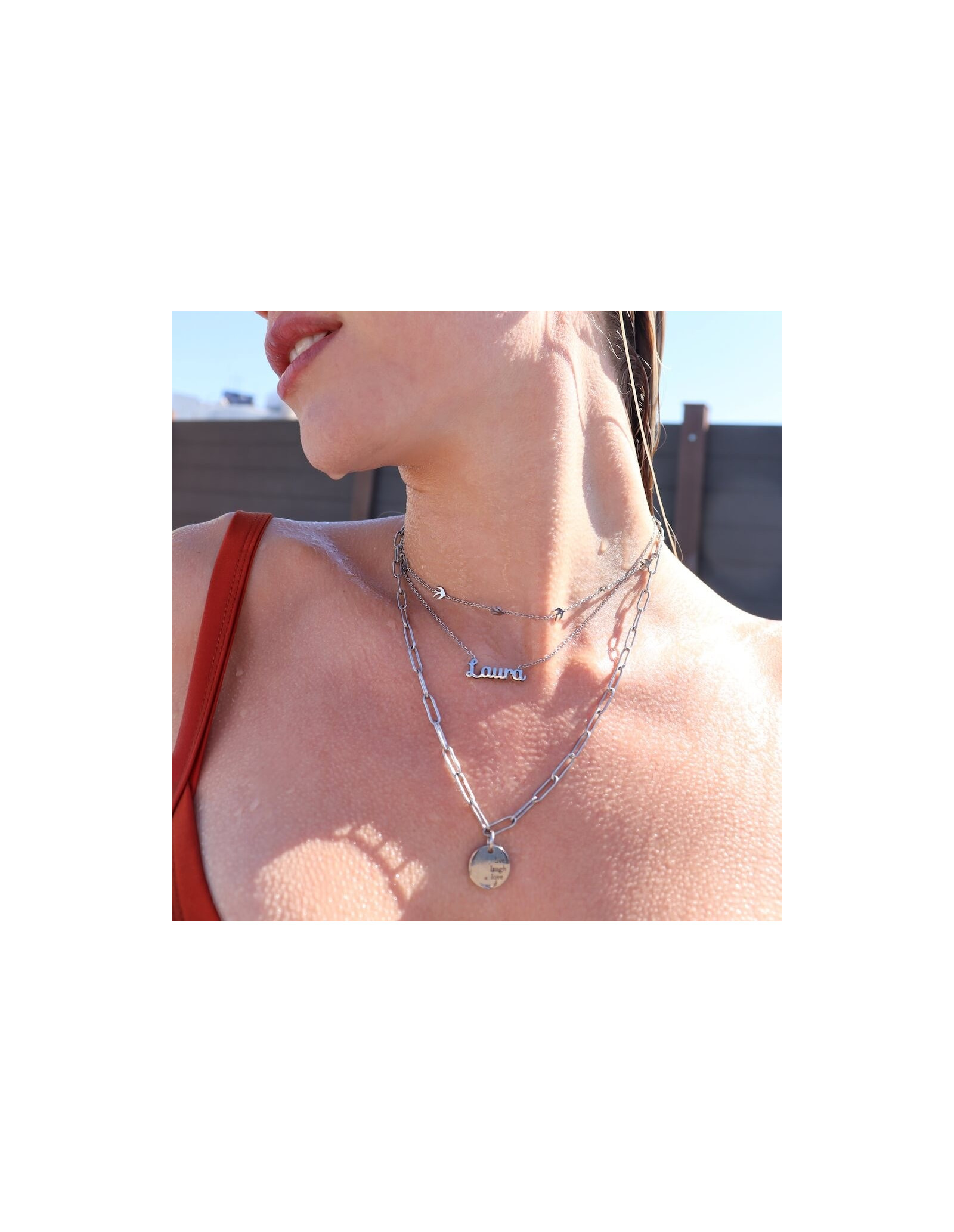 Plaque Steel Necklace | Steel Necklace with Plaque | Malu Maiese