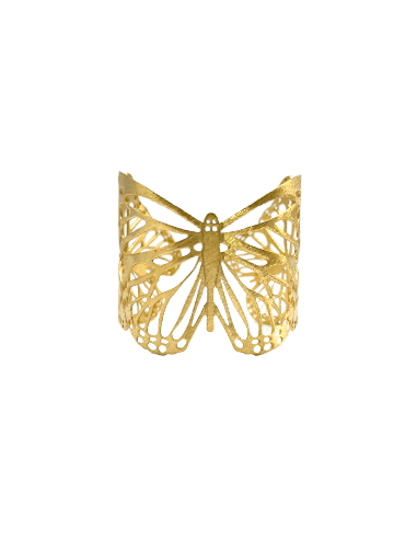Brazalete rígido en forma de mariposa, chapado en oro blanco o amarilo de 18 quilates.