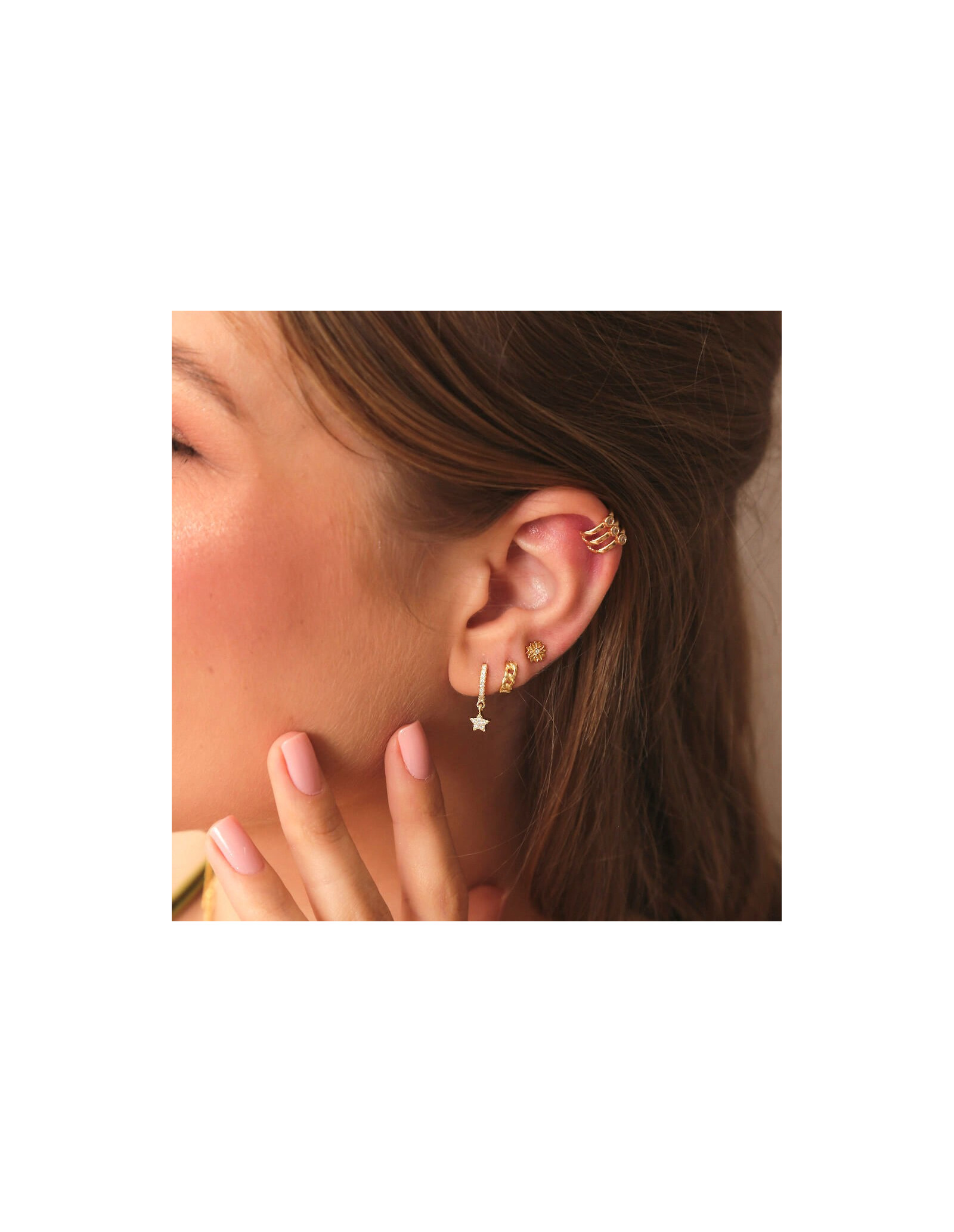 Ear Cuff Trio| Piercing Banhado a Ouro com Zirconias | Malu Maiese