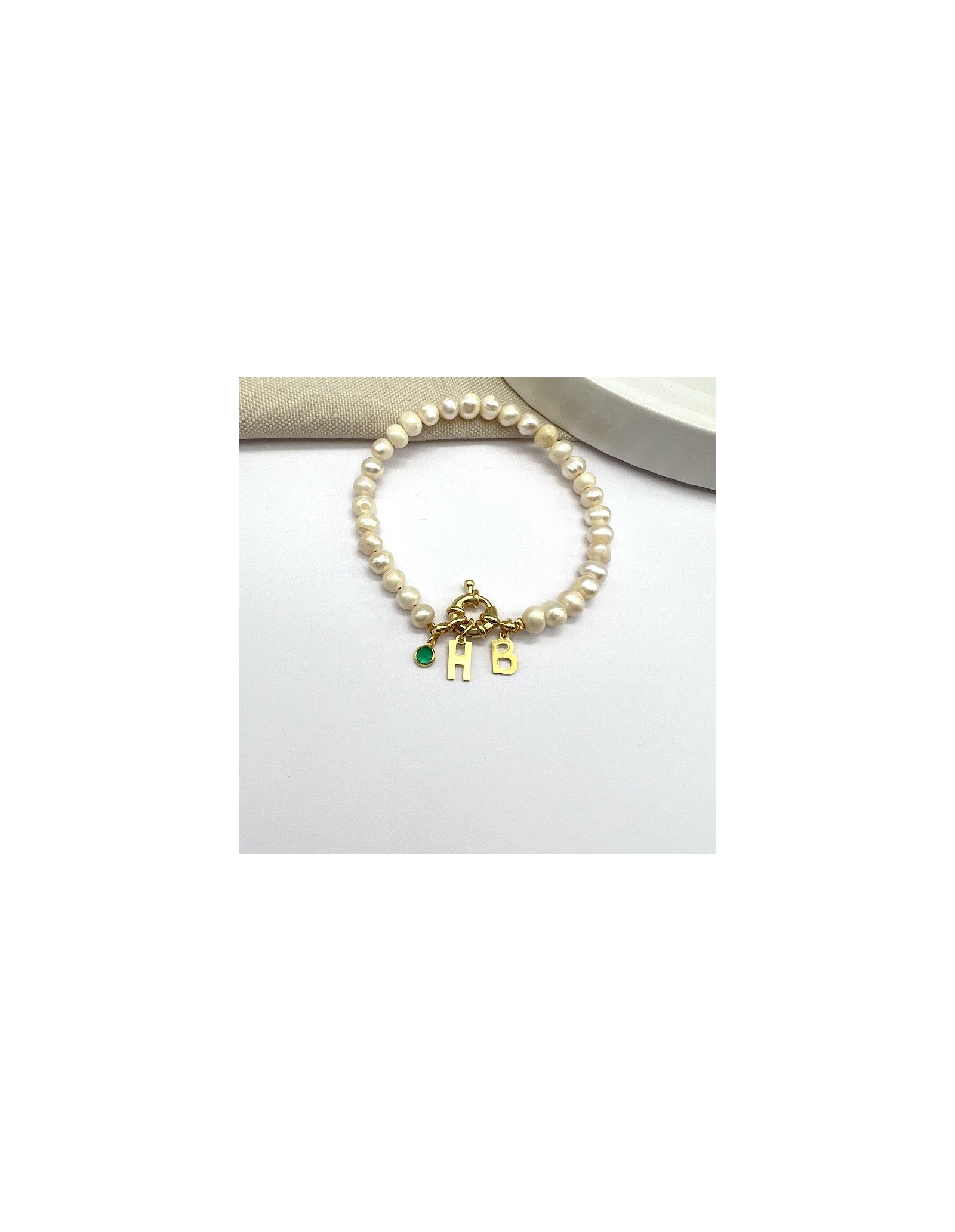 Pearls Sailor Two Initials Bracelet | Personalise | Malu Maiese