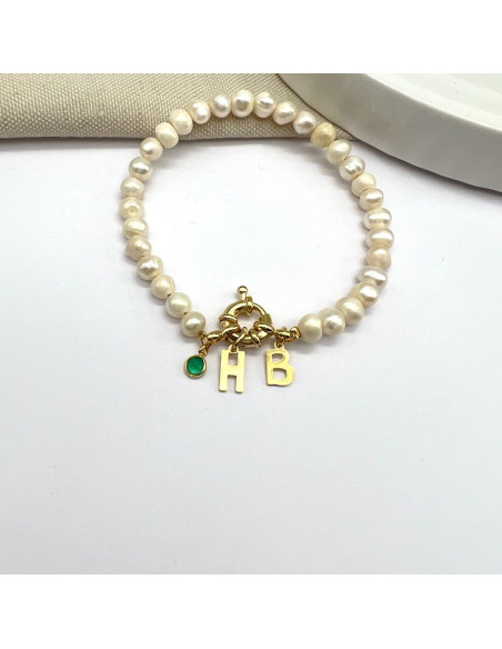 Pearls Sailor Two Initials Bracelet | Personalise | Malu Maiese Pearls Sailor Two Initials Bracelet | Personalise | Malu Maiese