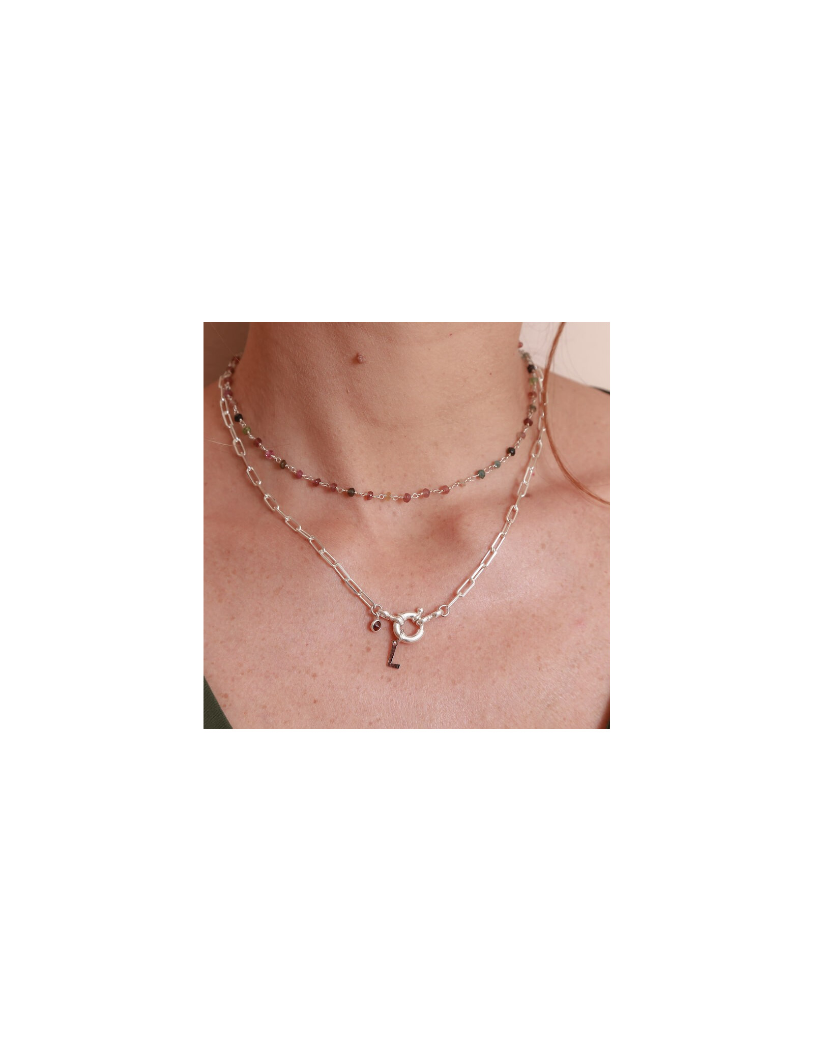 Silver Initials Sailor Necklace & Choker Tourmaline Pack | Malu Maiese