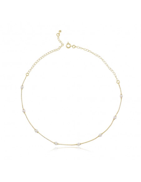Choker chapado en oro con mini perlas.