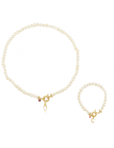 Pearls Initials Sailor Necklace &...