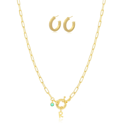Pack Colar Boia Initials & Argola Classy | Personaliza | Malu Maiese
