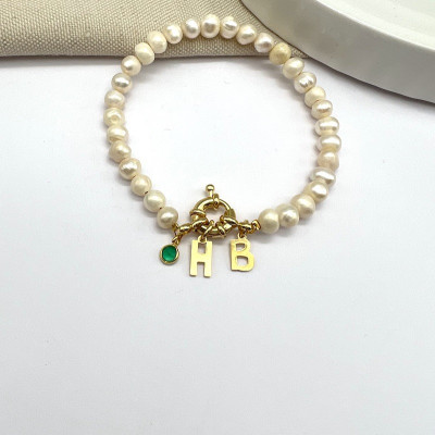 Pack Pulsera Marinera Two Initials Pearls & Aros Dri | Malu Maiese 2