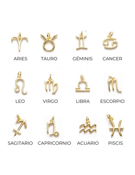 Charms de los símbolos del zodiac en plata chapado en oro