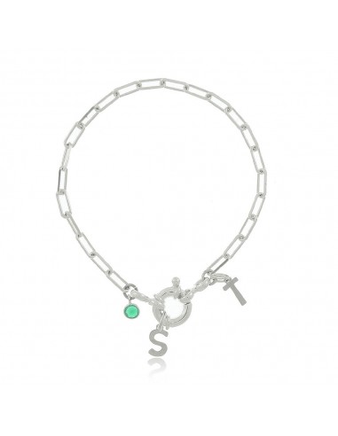 Initially Your's White Chalcedony Bracelet with Letter E Sterling Silver Charm