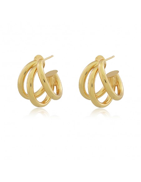 18-carat gold-plated triple hoop earrings