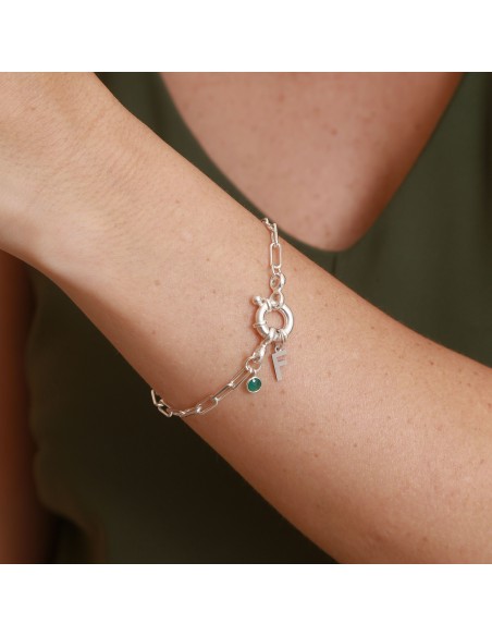 Initial Bracelet with Birthstone - Gift for Her - Nadin Art Design -  Personalized Jewelry