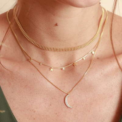 New Moon Necklace | Gold Plated Necklace with New Moon | Malu Maiese 2