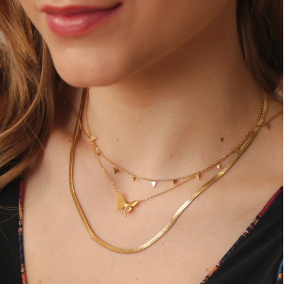 Tri Mini Steel Necklace | Triangle Pendants Necklace | Malu Maiese 2